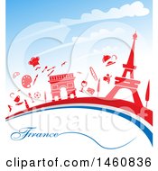 Poster, Art Print Of French Flag And Travel Icon Background