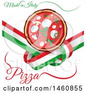 Poster, Art Print Of Italian Flag And Pizza Design
