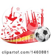Spanish Flag Soccer Ball And Icon Background