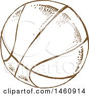 Poster, Art Print Of Sketched Brown Flaming Basketball