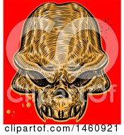 Clipart Of A Sketched Human Skull On Red Royalty Free Vector Illustration by Domenico Condello