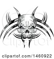 Clipart Of A Sketched Tribal Human Skull Royalty Free Vector Illustration by Domenico Condello