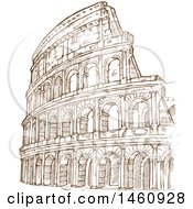 Clipart Of A Sketched Coliseum Royalty Free Vector Illustration