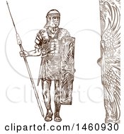 Clipart Of A Sketched Roman Soldier Royalty Free Vector Illustration by Domenico Condello