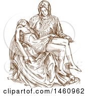 Sketched Pieta Statue By Michaelango