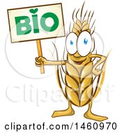 Clipart Of A Wheat Character Holding A Bio Sign Royalty Free Vector Illustration