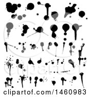 Clipart Of Black Ink Splatter Design Elements Royalty Free Vector Illustration