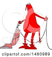 Poster, Art Print Of Cartoon Chubby Red Devil Vacuuming