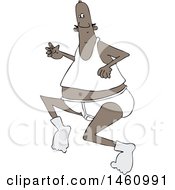Clipart Of A Cartoon Chubby Black Man Running In His Underwear Royalty Free Vector Illustration