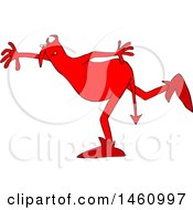Poster, Art Print Of Chubby Red Devil Balancing On One Foot