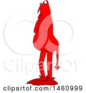 Poster, Art Print Of Chubby Red Devil Standing And Thinking