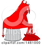 Poster, Art Print Of Chubby Red Devil Sitting And Worrying