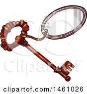 Clipart Of A Sketched Vintage Skeleton Key With A Tag Royalty Free Vector Illustration by Vector Tradition SM
