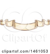 Clipart Of A Vintage Styled Sketched Banner Ribbon Royalty Free Vector Illustration