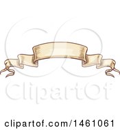 Clipart Of A Vintage Styled Sketched Banner Ribbon Royalty Free Vector Illustration