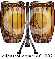 Poster, Art Print Of Sketched Conga Drum Set