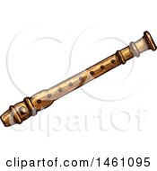 Clipart Of A Sketched Recorder Instrument Royalty Free Vector Illustration