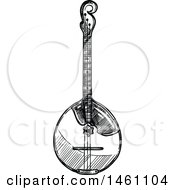 Clipart Of A Sketched Banjo Royalty Free Vector Illustration