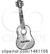 Clipart Of A Sketched Guitar Royalty Free Vector Illustration