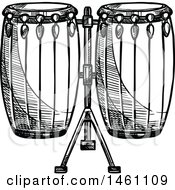 Clipart Of A Sketched Set Of Conga Drums Royalty Free Vector Illustration
