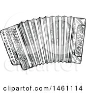 Clipart Of A Sketched Accordion Royalty Free Vector Illustration