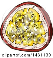 Clipart Of A Sketched Passion Fruit Royalty Free Vector Illustration