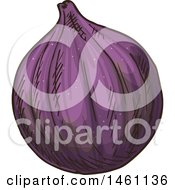 Clipart Of A Sketched Fig Royalty Free Vector Illustration