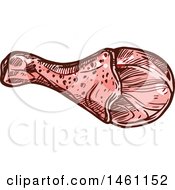 Clipart Of A Sketched Chicken Leg Royalty Free Vector Illustration