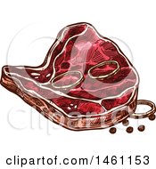 Clipart Of A Sketched T Bone Steak Royalty Free Vector Illustration by Vector Tradition SM
