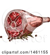 Clipart Of A Sketched Ham Royalty Free Vector Illustration
