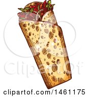 Clipart Of A Sketched Burrito Royalty Free Vector Illustration