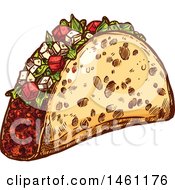 Clipart Of A Sketched Taco Royalty Free Vector Illustration