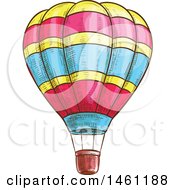 Clipart Of A Sketched Hot Air Balloon Royalty Free Vector Illustration by Vector Tradition SM