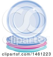Clipart Of A Stack Of Clean Plates Royalty Free Vector Illustration by Vector Tradition SM