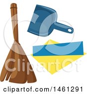 Poster, Art Print Of Cleaning Design With Text Space And A Broom