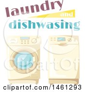 Poster, Art Print Of Laundry And Dishwashing Design