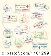 Clipart Of Passport Stamps Royalty Free Vector Illustration