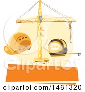 Clipart Of A Construction Design With A Blank Banner Royalty Free Vector Illustration