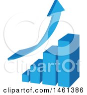 Clipart Of A Blue Arrow And Bar Graph Design Royalty Free Vector Illustration