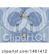 Poster, Art Print Of Blue Medieval Palace Interior With A Fire