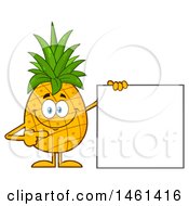 Poster, Art Print Of Male Pineapple Mascot Character Pointing To A Blank Sign