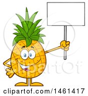 Poster, Art Print Of Male Pineapple Mascot Character Holding Up A Blank Sign