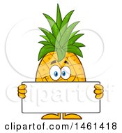 Poster, Art Print Of Male Pineapple Mascot Character Holding A Blank Sign