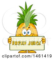 Clipart Of A Male Pineapple Mascot Character Holding A Fresh Juice Sign Royalty Free Vector Illustration by Hit Toon