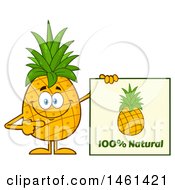 Poster, Art Print Of Male Pineapple Mascot Character Holding A Natural Sign