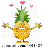 Poster, Art Print Of Loving Male Pineapple Mascot Character With Open Arms