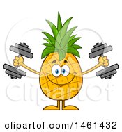 Poster, Art Print Of Male Pineapple Mascot Character Working Out With Dumbbells