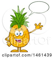 Clipart Of A Male Pineapple Mascot Character Talking And Waving Royalty Free Vector Illustration