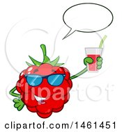 Poster, Art Print Of Raspberry Mascot Character Wearing Sunglasses Talking And Holding A Glass Of Juice