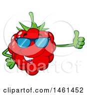 Poster, Art Print Of Raspberry Mascot Character Wearing Sunglasses And Giving A Thumb Up